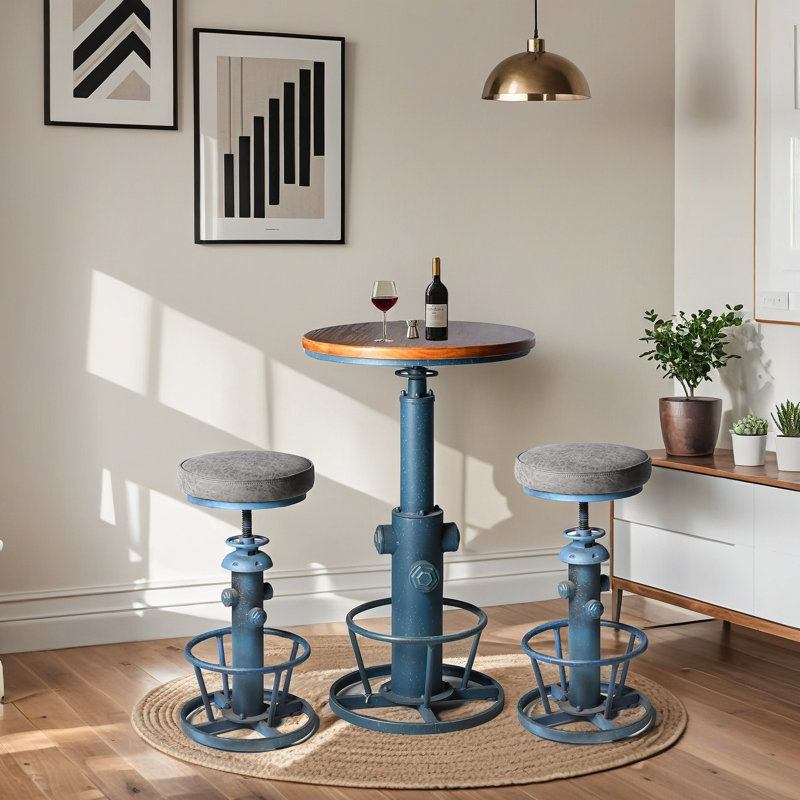 Vintage Bar Table Set For Home Kitchen Industrial Height Adjustable Pub Table With Chairs Farmhouse Fire Hydrant Design Bistro Table With Stools