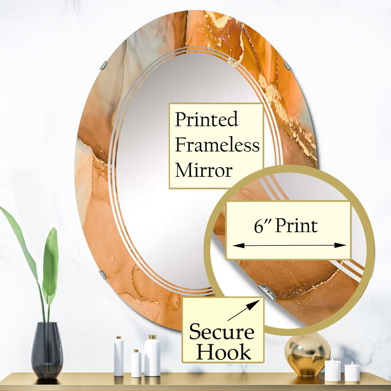 Miroir mural moderne et abstrait brun, 36 po x 24 po