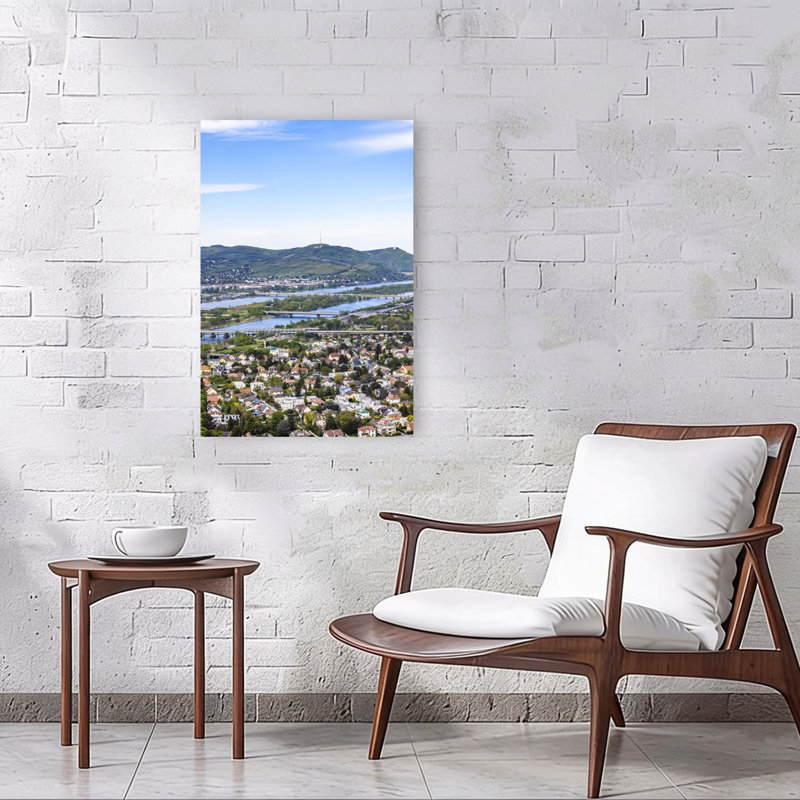 View Toward Kahlenberg From The Danube Tower In Vienna Abstract Contemporary Architecture City Wall Art Print by Melanie Viola - Print