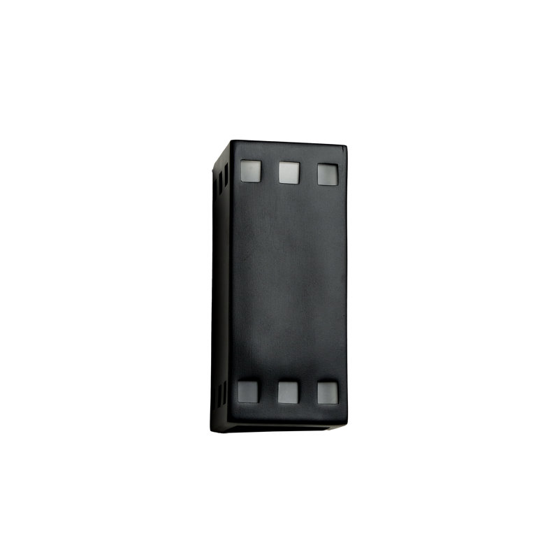 Charleus Flush Mount Ceramic Outdoor Wall Lights, LED Bulb Included (Set of 2), Matte Black, 12.5" H x 5.5" W x 5.5" D