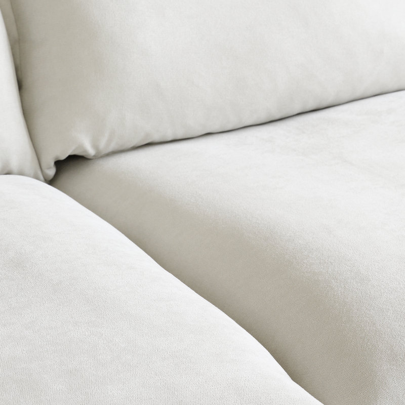 Fairford Nedek 3-Piece Upholstered Modern Corduroy Fabric Sectional Sofa, White Linen Blend