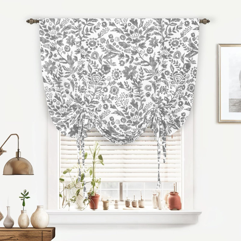 Helzer Polyester Blackout Curtain Single Panel, 45" W x 63" L, Gray/White