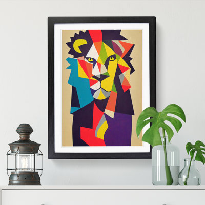Yampa Lion In Abstract 1 Piece Single Picture Frame Wall Art