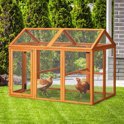 Poulailler Pawhut, grand poulailler en bois, conception combinable avec perchoirs et portes pour l'extérieur, la cour arrière, la ferme, 4,6 pi x 2,8 pi