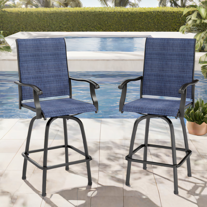 Metal Outdoor 30.25'' Bar Stool, Blue