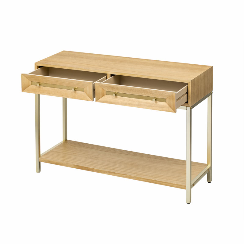 Console Table with Two Drawers, Natural