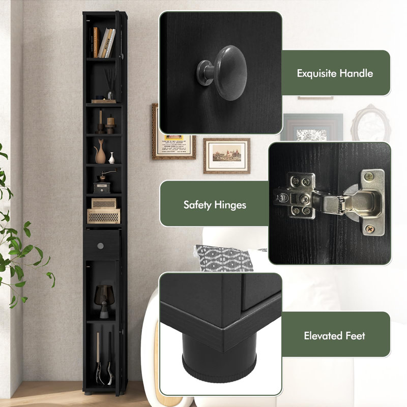 71”Tall Narrow Storage Cabinet, Dark