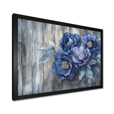 Pivoines bleues par la clôture de la ferme - art mural pivoines pour le salon