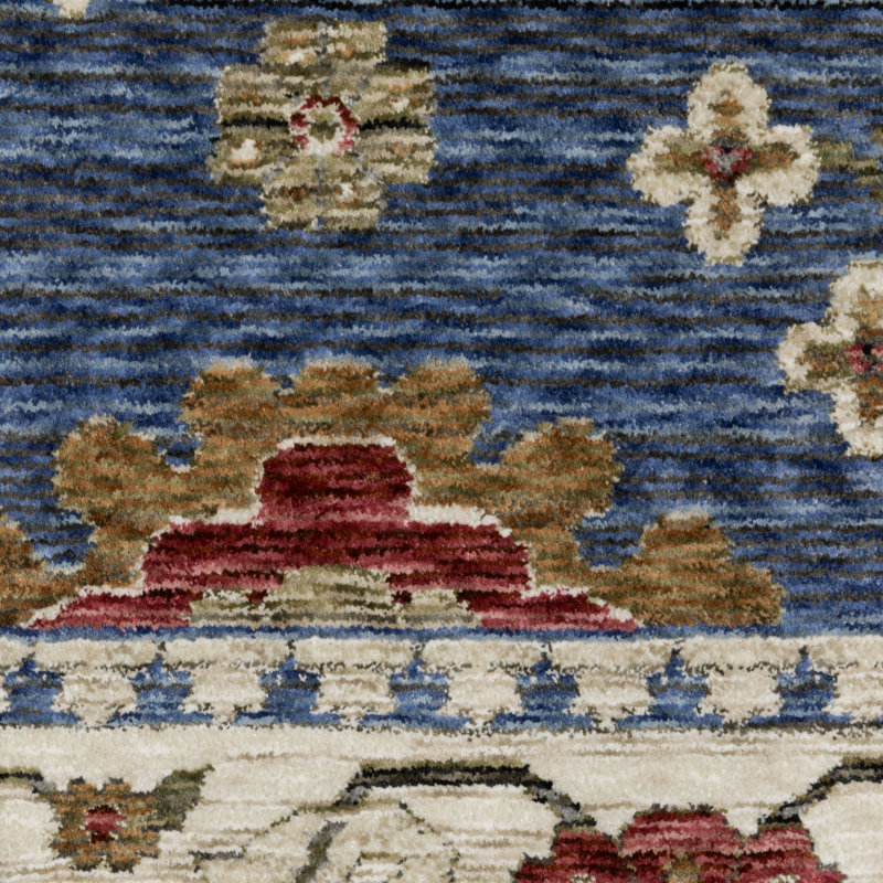 Tapis bleu / ivoire Suhaan, Rectangle 3 pi 10 po x 5 pi 5 po