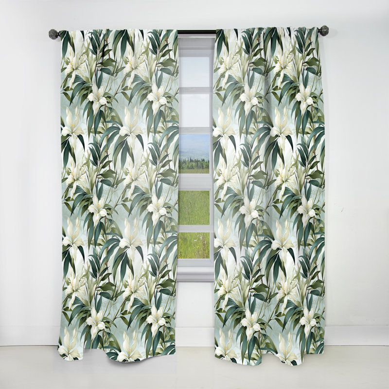 Bamboo Whispers - Motif tropical - Rideau floral - Rideau floral obscurcissant - 1 panneau, L 52 po x L 84 po