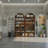 Set of 2 Freestanding Tall Storage Cabinets with 5-Tier Open Shelves, Walnut/Natural-1425829320