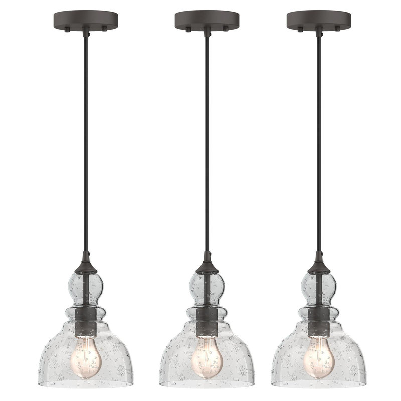 Luminaire suspendu en forme de dôme en bronze foncé à 1 lumière