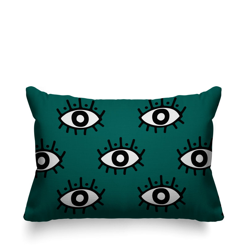 Coussin intérieur / extérieur Ankara Evil Eye, Émeraude