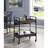 2 Tier Shelf Rectangular Serving Cart In Walnut And Black Finish With Shelves & Theme Form Cup Holder Metal Frame