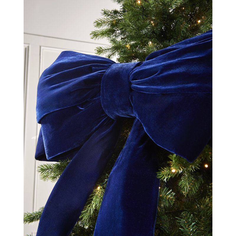 133cm Solid Colour Velvet Bow, Navy