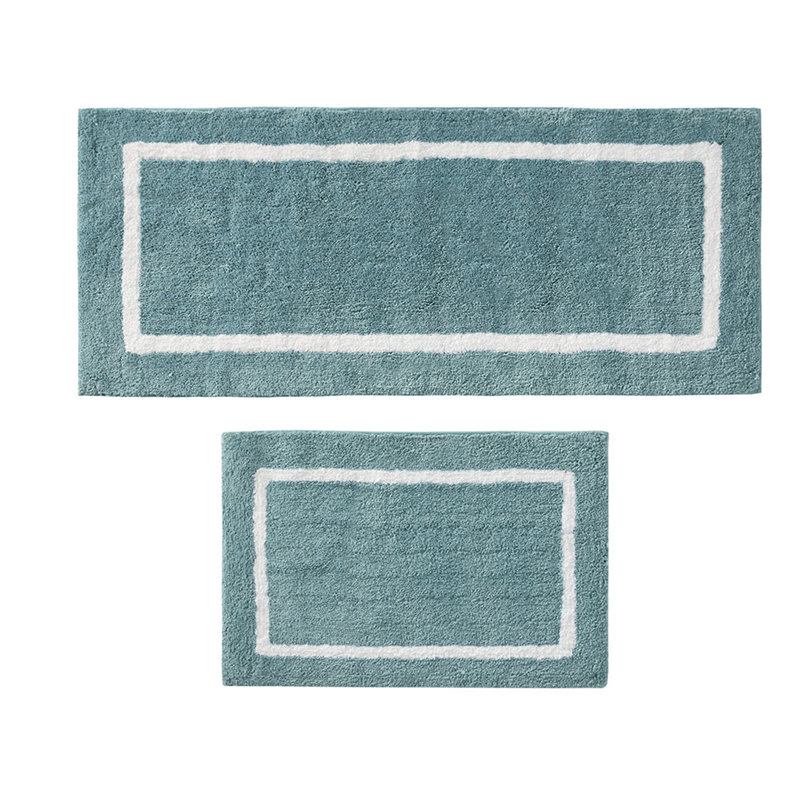 Reversible High Pile Tufted Microfiber Bath Rug, Aqua, 60" L x 24" W