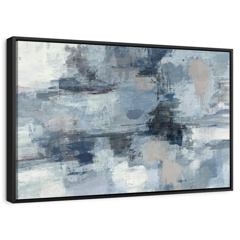 Indigo dans les nuages et culture grise, Cadre flottant noir, 31 po x 21 po