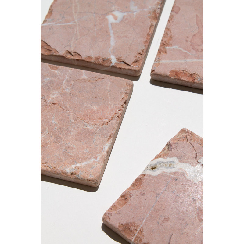 Marble Coaster Set, Red
