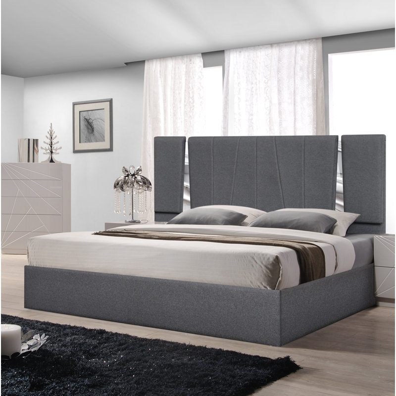 Preciado Upholstered Platform Bed, Queen, Charcoal