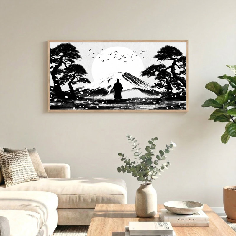 Tableau encadré sur toile représentant une silhouette de montagne (1 pièce), 147 x 71 cm, 58 po x 28 po