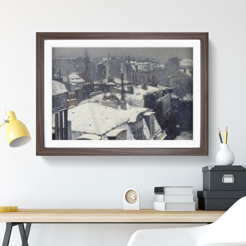 Rooftops in the Snow Vol.2 by Gustave Caillebotte - Framed Print, 48cm H x 65cm W x 2cm D, Walnut Framed