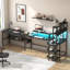 Bureau d'ordinateur en forme de U / en L / en I avec huche, douilles et DEL 86,6 po Keyvin