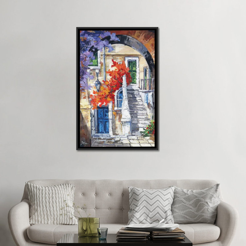 «Nelle Vie», reproduction sur toile, H 26 po x l 18 po x P 1,5 po, Toile avec cadre noir, Pas de tapis