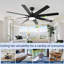 Grand ventilateur de plafond à 8 pales avec lumière et télécommande-2025077635