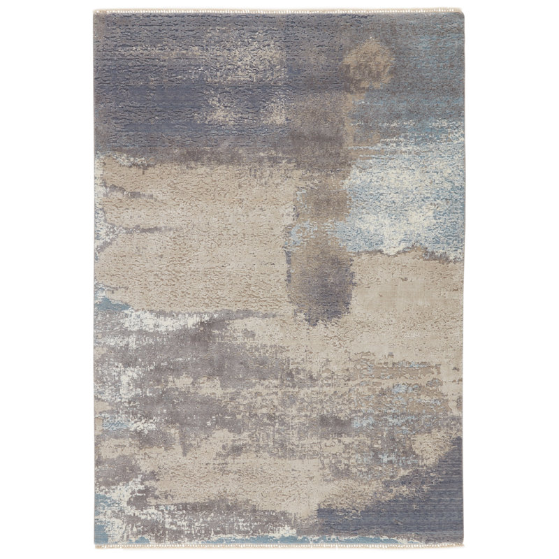 Tapis gris tissé à la machine LaBarbera, Rectangle 9 pi x 12 pi 6 po