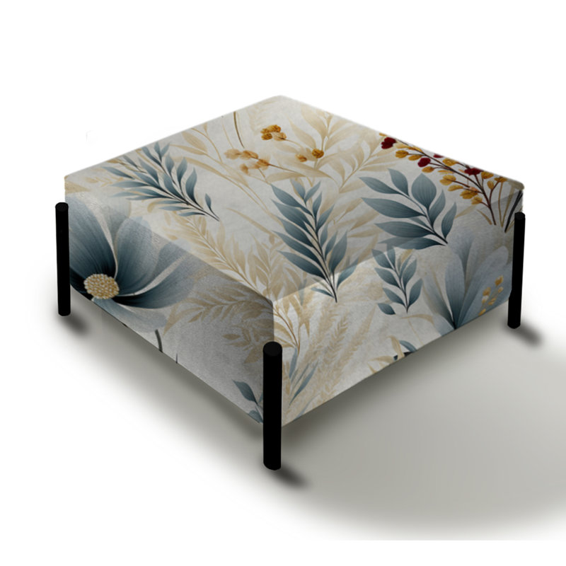 Ethereal Neutrals Ii Boho Motif - Grand repose-pieds carré floral