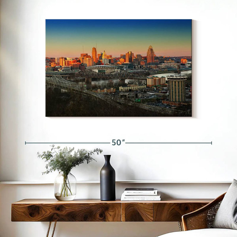 Hannes Cincinnati Sunset Skyline, 26" H x 39" W