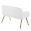 Banc à haut dossier avec similicuir blanc et acier doré, style contemporain, deux places, utilisation à l'intérieur, limite de poids de 500 lb, assemblage requis pour le confort, utilisation seulement, nécessaire