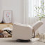 Fauteuil à bascule pivotant à oreilles avec mouvement coulissant, revêtement en lin et repose-pieds à 3 positions pour un confort ultime