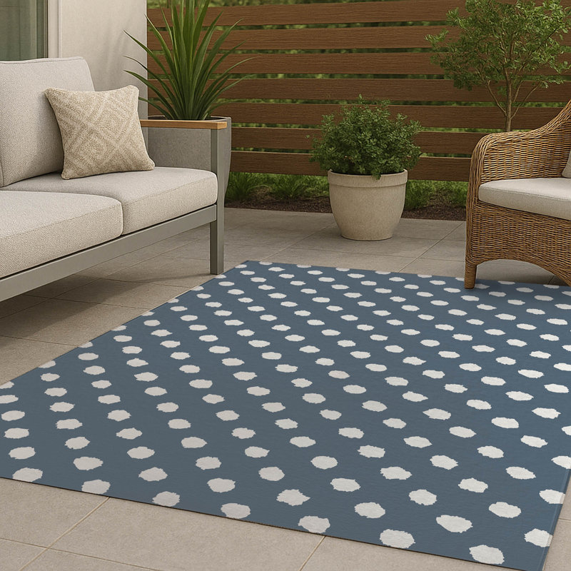 Grunge Dot Non-Slip Outdoor Rug, Rectangle 4' x 6'