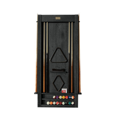 American Heritage Alta Wall Mounted 6-Cue Rack – Solid Wood with Built-In Shelf & Cue Storage, Black Ash