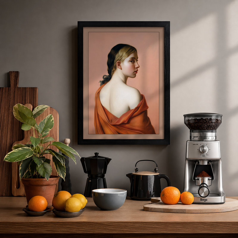 Woman in Profile Classical - Framed Print, A2 - 59.4 x 42.0 cm, Black