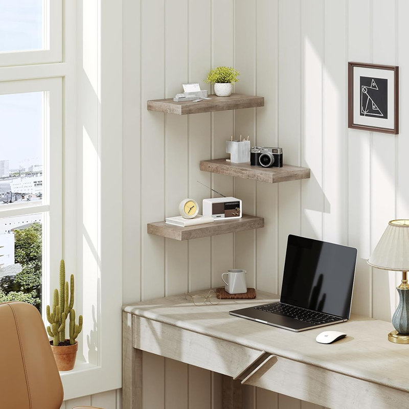 Ensemble de 3 tablettes flottantes pour mur avec supports invisibles