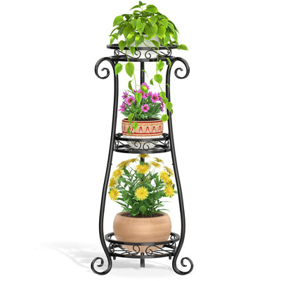 Black Metal Plant Stand For Multiple Large Planters Indoor Outdoor Organizer(3 Tier/Black) by Red Barrel Studio