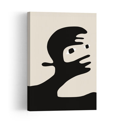 Abstract Minimalist Face Abstract Contemporary Wall Art Print 1 Piece Wrapped Canvas Wall Art