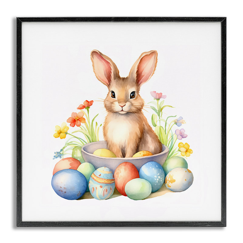 Lapin de Pâques et œufs, estampe numérique par Andrea Haase, Estampe numérique Farmhouse, H 17 po x l 17 po