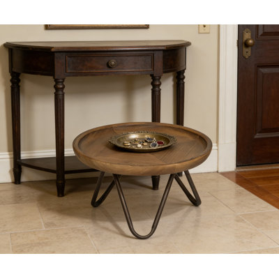 Support pour plante à piédestal en bois avec pieds en métal - Présentoir décoratif pour plantes en pot, fleurs et décoration intérieure