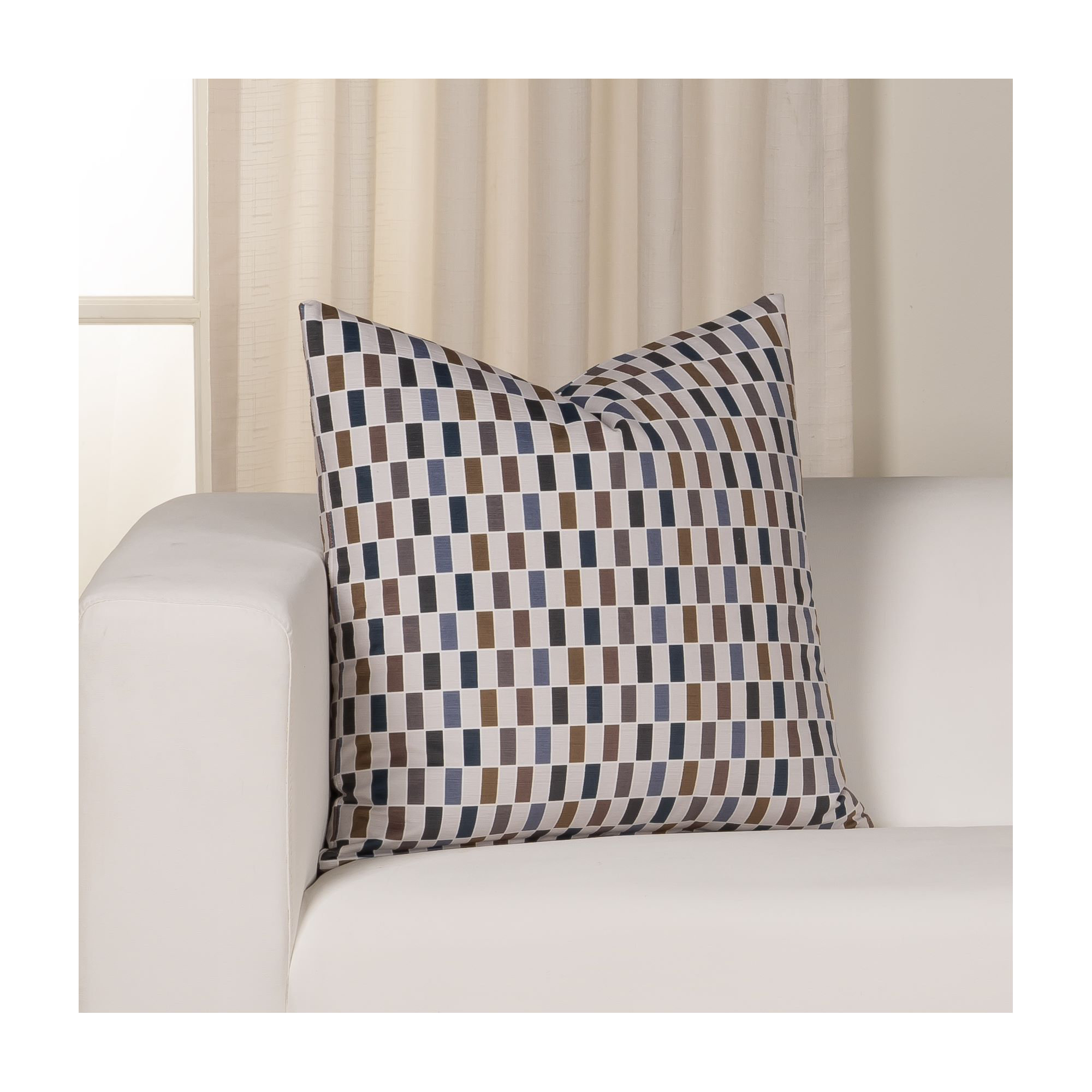 Mattia Geometric Throw Pillow, Square 22", Feather