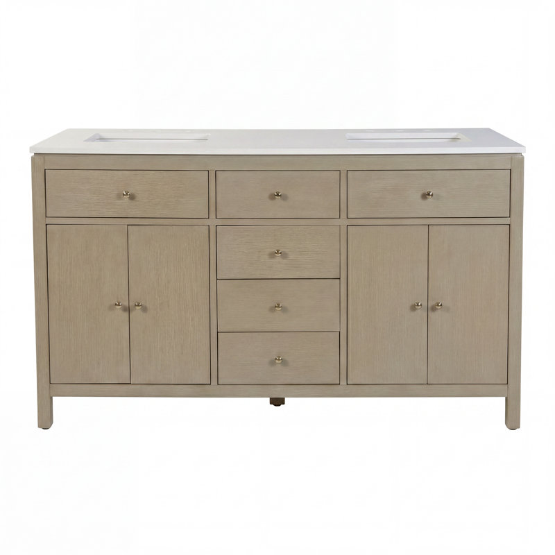 Nora 60 in. W Quartz Single Sink Bathroom Vanity Set, Antique Taupe