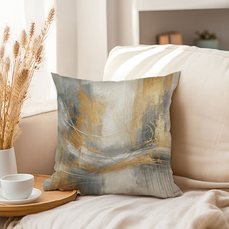 Abstract Golden Brush Strokes II Transitional, 16"H x 16"W