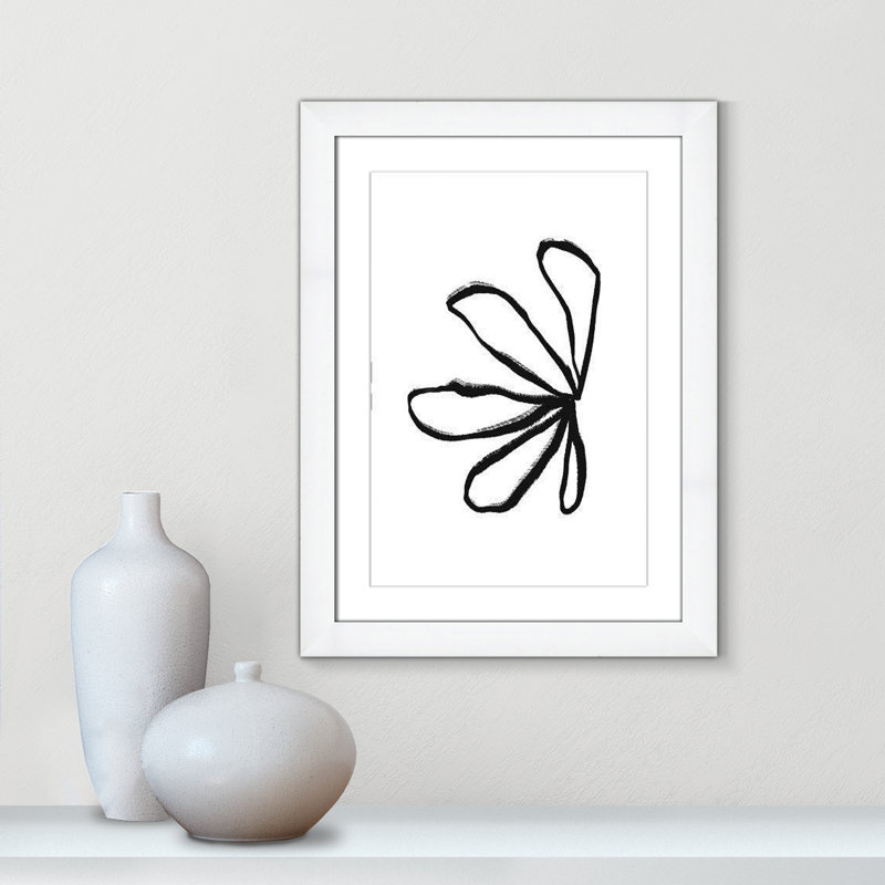 «Line Dessin Collection Petals» encadré sur papier par Leah Straatsma, reproduction, Cadre cubique blanc mat