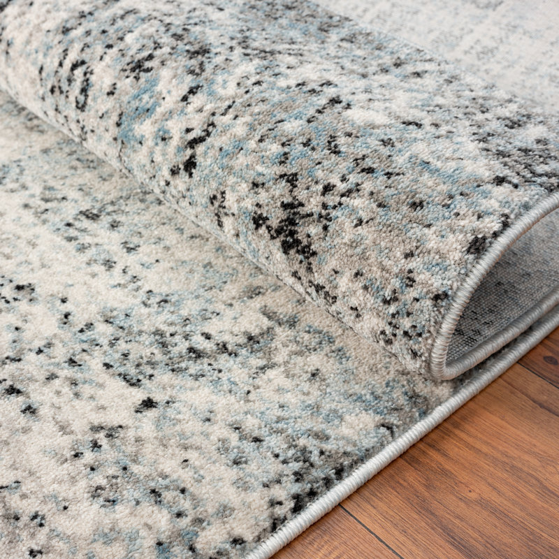 Abstract Area Rug in Grey, Rectangle 2' x 3'