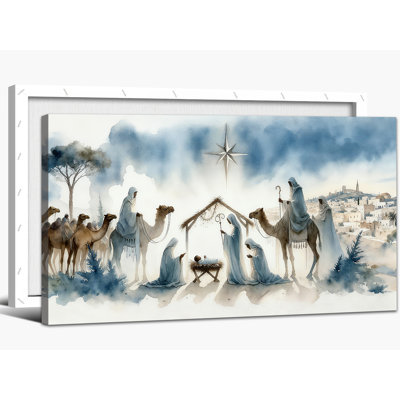 Crèche de la Nativité, reproduction d'art de la photo de la naissance de Jésus, peinture spirituelle de Mary Joseph, impressions sur toile de Bethléem pour une décoration d'églises chrétiennes, 16 po x 32 po