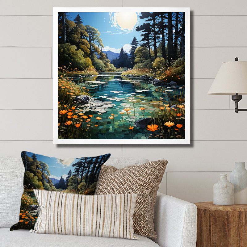 River Azure Miroirs II - impression, Cadre photo blanc, H 30 po x l 30 po x P 1 po
