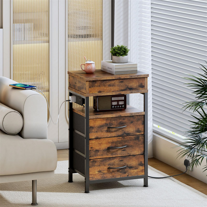 40cm W Metal Bedside Table