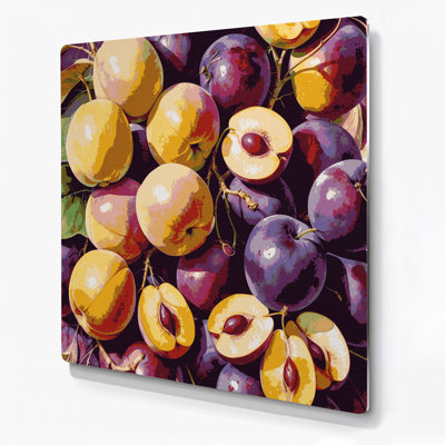 Art mural en métal «Fruit Plumcot» brun